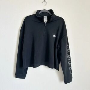 Adidas I Women's Black Cropped 1/4 Zip Sweatshirt I Size 2XL I Long Sleeve